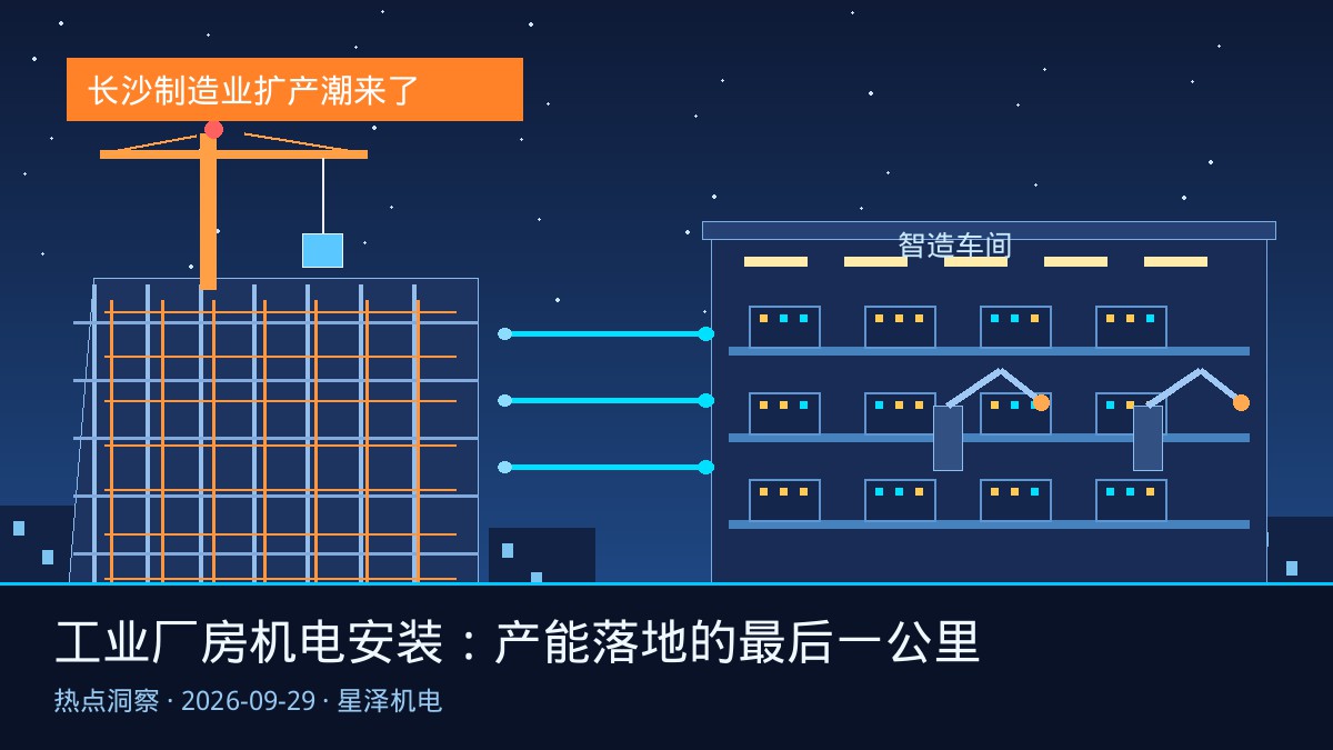 市委书记亲自调度重点项目，企业二期厂房冲刺封顶！长沙制造业“边生产、边扩建”热潮背后：从洁净车间到智能产线配套、从厂区配电到压缩空气管网，工业厂房机电安装如何跑赢产能落地的“最后一公里”