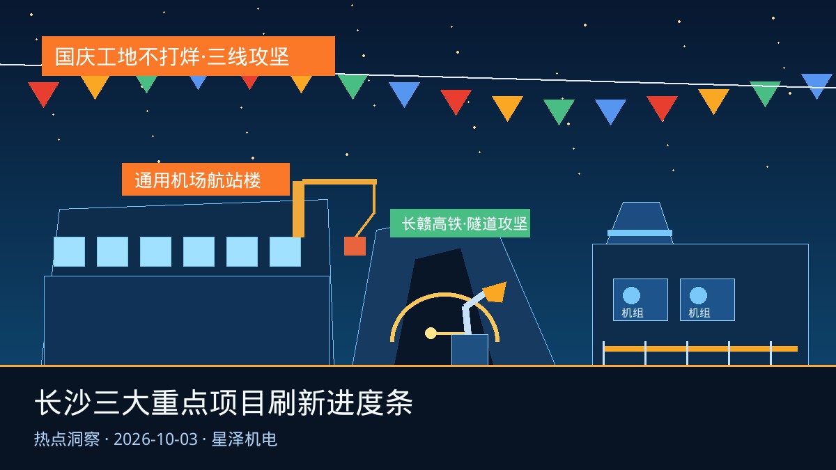 国庆工地不打烊！坪塘通用机场冲刺航站楼、长赣高铁5000建设者攻坚隧道、梅溪湖能源站年底试运营：从机场动力中心到集中供能枢纽，机电安装行业的假期机遇清单
