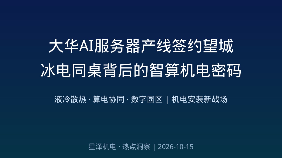 2万台AI服务器产线落户望城！大华股份